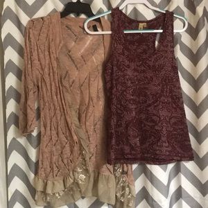 Buckle glittery tank top and cardigan